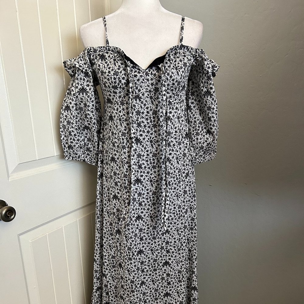 INC On-Shoulder Off-Shoulder Cold Shoulder Lined Maxi Dress 100% Cotton XS NWT